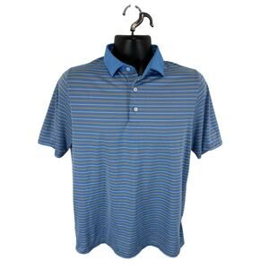 Kjus Polo Shirt Striped Blue Size Medium/50 Luis Multi Stripe Polo Golf Preppy